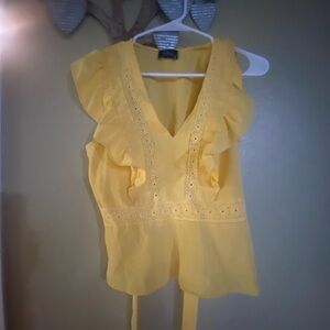 Yellow Ruffled Sleeveless Top by Molly & Honey